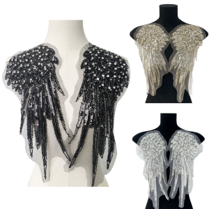 1pair Stylish Embroidered Angel Wing Patches Fashion Women Shoulder Decorations for Casual Wear and Event Dressing