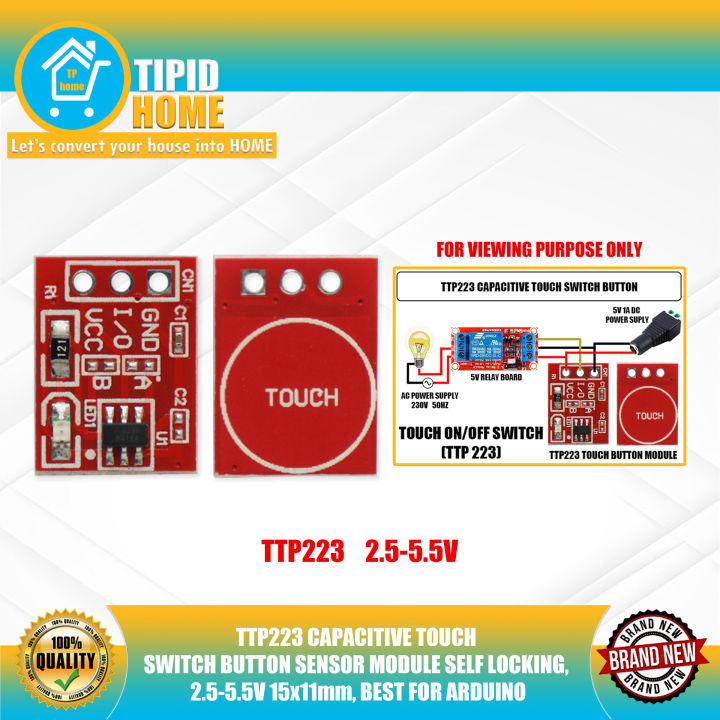 TTP223 CAPACITIVE TOUCH SWITCH BUTTON SENSOR MODULE SELF LOCKING, 2.5-5 ...