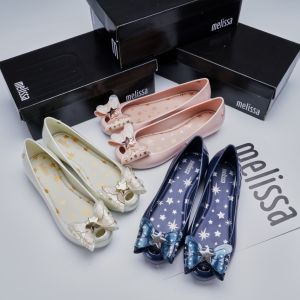 Mini Melissaเด็กปากปลารองเท้าโบว์โบว์รองเท้าหวานรองเท้าแตะรองเท้าปลา