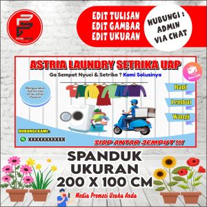 Spanduk Jasa Laundry / Banner Jasa Setrika / Spanduk Jasa Laundry dan Jasa Setrika / Spanduk Ukuran 2x1 m Bisa COD