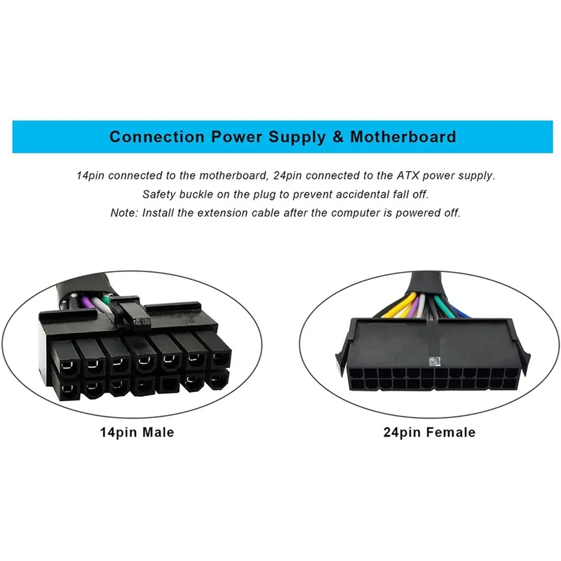 COMeap 20 Pin to 14 Pin ATX PSU Main Power Adapter Braided