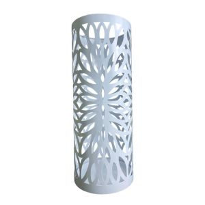 Metal Umbrella Stand Holder 50cm Tall | Modern Cut-Out Design | Black & White Umbrella Rack
