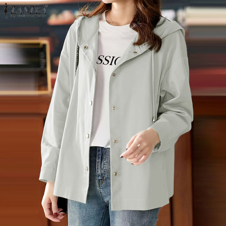 Hijabfab Zanzea Korean Style Women Vintage Solid Color Jacket Fashion O Neck Long Sleeve Coats 1370