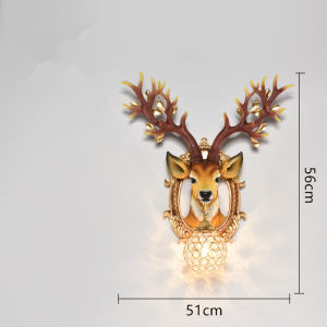 Nordic Creative Lucky Deer Head Wall Lamp Living room Bedroom Hotel Staircase Entrance Lighting Personalized Animal Wall decorative Lights