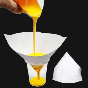 100 ชิ้น กรวยกรองสีแบบใช้แล้วทิ้งขนาด 120 ตาข่าย จำนวน / กรวยกรองสีแบบละเอียดขนาดไมครอนสากล / ตะแกรงกระดาษกรวย อุปกรณ์อุตสาหกรรม / กรวยกรองสีแบบตาข่ายไนลอนไมครอน