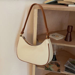 2026 NEW ARRIVAL STYLISH contrast color crescent saddle PU Leather minimalist single shoulder handbag