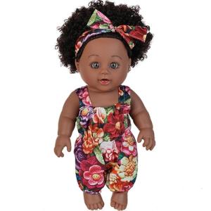 12Inch Soft African American Doll With Fashion Afro Hairstyle For Kids Collector Nursery Room Decoration