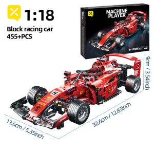 1:10 Pull Back Car Red Formula 1 Racing Car Building Block Model Big Size Model Kid Adult Gift
