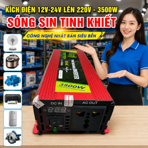 Bộ Đổi Nguồn Điện 12V 24V Sang 220V SMART 3500W - Cục Kích Điện Sóng Sin Tinh Khiết Cho Gia Đình