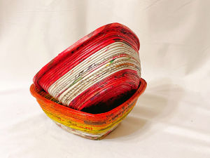 ECO STORY™ 2 Set of Paper-woven Square-Top Tray Basket