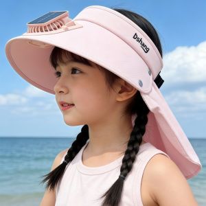 GOOTRADES Wide Brim Children Solar Fan Hat Breathable Neck Cover Summer Sunshade Hat Sun Protection UV Resistant Kids Sunscreen Hat Children