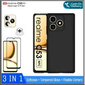 Promo Bisa ( COD ) 3IN 1 Full Case Untuk REALME C53 NARZO 30A Casing Free Tempered Glass + Camera