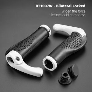 2026 ROCKBROS MTB Bicycle Grips Horns Shofar Vice Handlebar Grips Cycling Shockproof Dust-proof Bike Grips Rubber Bilateral Locked
