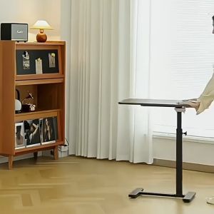 Adjustable Foldable Laptop Desk With Wheels Bedside C Shape Study Table Meja Belajar Serbaguna
