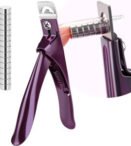CHOICE MAGNETS False Nail Clippers Stainless Steel with 15Pcs Magnets    Nail Cutter for Acrylic Nail Nail Clippers with Small Magnets for Home Salon Nail Art (Magenta)