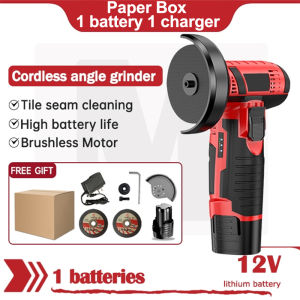 12V Mini Angle Grinder Cordless Grinder Grander Machine 3 in 1/Handheld Cutter With 2 Lithium Battery Electric Angle Grinder For Cutting Polished Tiles Wood Stone Steel Electric Grinding Tool