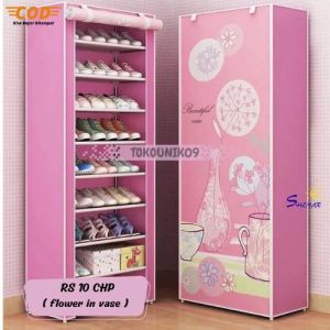 Rak Sepatu Portable Bongkar Pasangg Karakter Non Woven Susun 10 Tingkat RS-10 CHPSHENAR