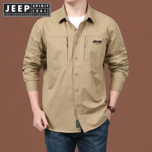 Jeep Spirit 1941 estd Áo sơ mi dài tay dáng rộng mới Quần áo bảo hộ lao động nam túi lớn có thể giặt được áo sơ mi giản dị hợp thời trang retro