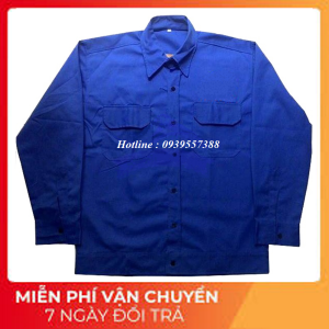 ÁO BẢO HỘ LAO ĐỘNG VẢI KAKI NAM ĐỊNH LOẠI 1 ( XANH DƯƠNG )