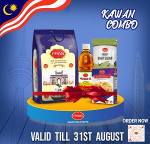 MERDEKA SPECIAL KAWAN COMBO BASMATI RICE 1 KG/BAYLEAF 50 GM /MUSTARD OIL 400 ML/BOMBAY BIRYANI MASALA 50 GM