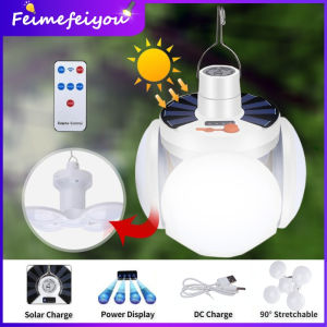 (2-3 Days Arrivel) solar outdoor light bulb lampu pasar malam terang lampu led boleh cas lampu emergency di rumah Solar Charging Camping Lamp Foldable Emergency Lights with hook 2 charging ways 5 work modes