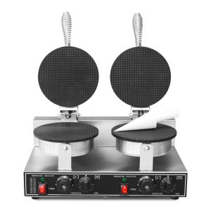 máy làm bánh kẹp ốc quế đôi công nghiệp mặt caro cone baker 220V ice cream machine [bh - 6 tháng] tặng công thức làm bánh + dụng cụ tạo hình ốc quế