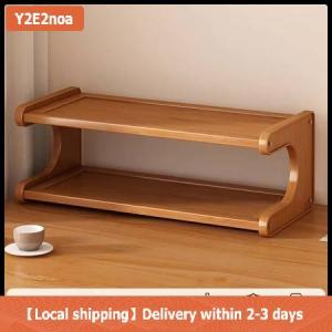 【Local shipping】 2 3-tier Bamboo Desktop Water Cup Holder storage Rack organizer wooden Desktop Storage Rack