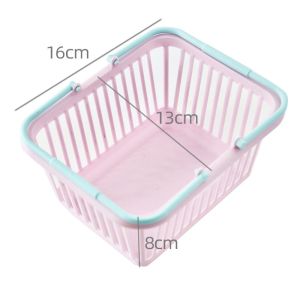 Mini Hand Basket - Desktop Clutter Storage Box - Arboretum Pick Basket - Macaron Color Fruit Basket - Square Basket with Handle - For Office Stationery Cosmetics Jewelry