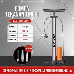 Pompa Angin Besi Tahan Karat Sepeda Motor Mobil Tabung Meter Black / High Pressure Pompa Angin Portable Untuk ban mobil dan motor