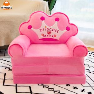 Kids Furniture Cartoon Foldable Kids Sofa with Backrest and Armrests for Bedroom Nursery Playroom Non-Toxic Paint and Eco-Friendly Material