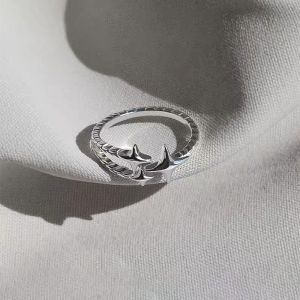 แหวนเพชรรูปดาวผู้หญิงแต่งตัวฤดูร้อนที่เรียบง่ายแหวนแฟชั่นบุคลิกภาพแหวนนิ้วมือ แหวนแฟชั่น AHOURR