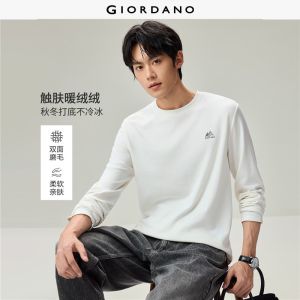 Giordano Beau Monde Men Mountain peak embroidery long sleeve tee Free Shipping 13026646