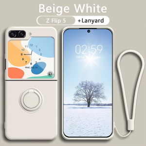 Silicone With Ring Case For Samsung Galaxy Z Flip 7 6 5 4 3 5G Softcase Matte Cover Casing + Tali Lanyard Lucu Premium Viral Mewah Flip7 Flip6 Flip5 Flip4 ZFlip7 ZFlip6 ZFlip5 ZFlip4
