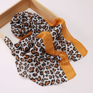 Jifang Fashion Retro Leopard Print Patchwork Cotton Linen Shawl Pashmina Muslim Hijabs Shawls PW47