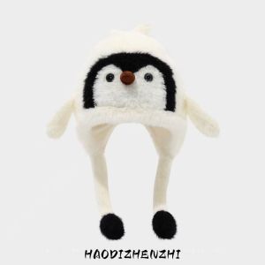 YZLong หมวกฤดูหนาวผ้าฟลีซรูปเพนกวินน่ารักสำหรับเด็กฝาครอบป้องกันหูกันลมให้ความอบอุ่นพร้อมดีไซน์การ์ตูน