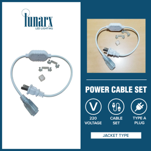 Lunarx 220V Jacket Type Power Cable Set For 2835 Rope Light Built-In Pin LNRX-2835D120PWR-SET