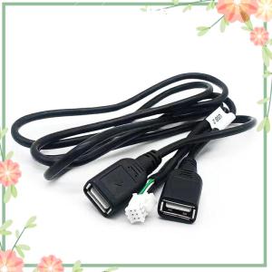 Green sea Multimedia Car Player Wire Harness Plug Connector 6 Pin Dual USB Interface Cable Adapter For Android Radio Navigation