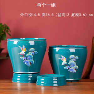 Chậu Hoa Đường Kính Lớn Có Khay Chậu Hoa Sáng Tạo Cỡ Lớn Gốm Sứ Chậu Hoa Lan Xanh Mọng Nước Cao Cấp