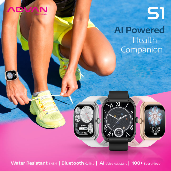Advan Smartwatch S1 V2 AI Voice IPS Bluetooth Call 100+