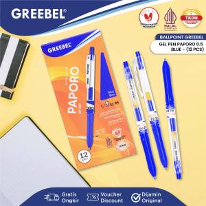 GREEBEL PULPEN GEL PEN | GP-507 PAPORO BLUE 0.5 12 PCS | GREEBEL BALLPEN BALLPOINT PENA PEN GEL