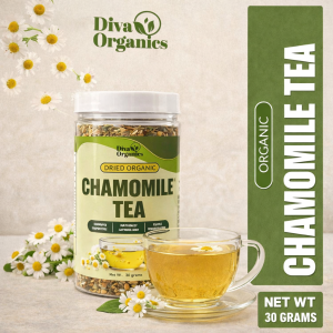 Diva Organics Dried Organic Chamomile Tea 30g | Caffeine-Free Floral Tea for Relaxation & Sleep