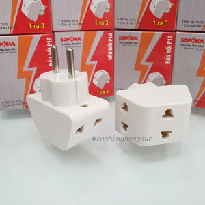 Đầu Nối Chia Điện 1 Lỗ Thành 3 Lỗ Cổ Cao 1.8cm 2200W P12 SOPOKA