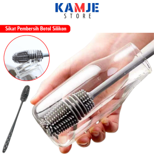 KAMJE Sikat Pembersih Botol Dot Susu Bayi Gelas Gagang Panjang 3in1 Silikon Multifungsi