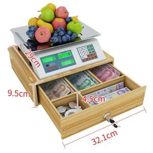 Cash Coin Cashier Box Money Storage Organizer Cash Drawer Organizer Cashier With Cell Phone Holder(Excluding electronic scales)