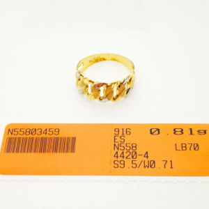 Yon Hing Cincin Lipan Pasir Bajet 2 Tone Saiz 9 9.5 10 10.5 11 11.5 12.5 13 14 14.5 15 16 16.5 19.5 20 20.5 21 Emas 916