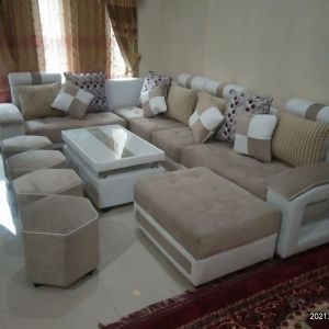 Sofa Sudut Beranak Warna Cream