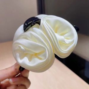 Kẹp Tóc Càng Cua Đính Hoa Hồng Lụa Kẹp Càng Cua đính Hoa Xinh Xắn