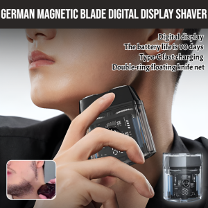 German Magnetic Blade Digital Display Shaver Mens Mini Portable Double Blade Shaver Beard Trimmer Washable
