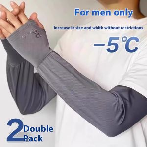 SeasTina Mens Ice Silk Extra Long Wide Cooling Arm Sleeves for Summer Sun Protection