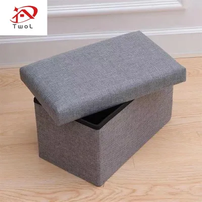 TwoL Storage Box Stool Ottoman Foldable Storage Chair Footstool Seat Multifunctional Space saving